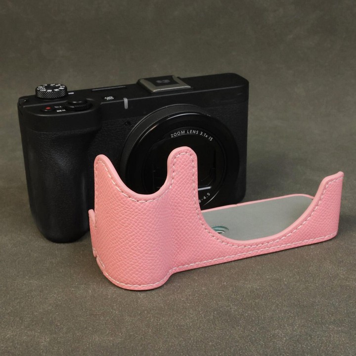 For Canon PowerShot V1 Palm Texture Vegan Leather Camera Half Case Base(Pink)