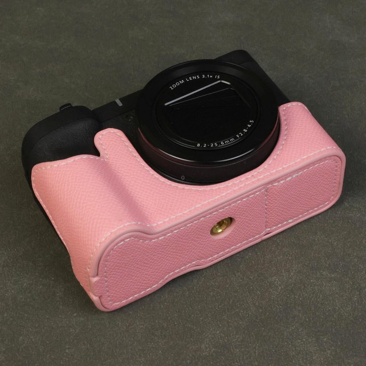 For Canon PowerShot V1 Palm Texture Vegan Leather Camera Half Case Base(Pink)