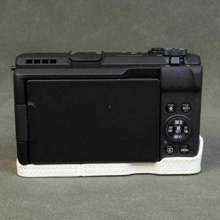 For Canon PowerShot V1 Palm Texture Vegan Leather Camera Half Case Base(White)