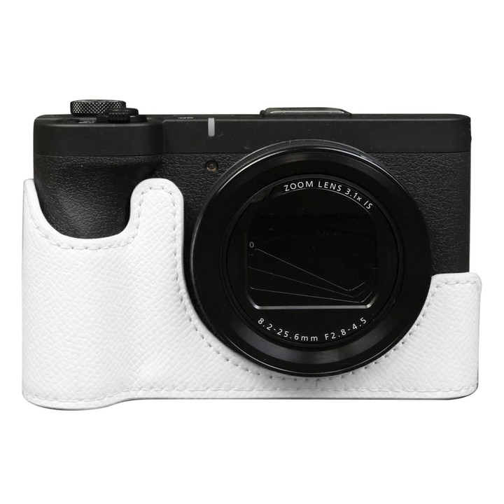 For Canon PowerShot V1 Palm Texture Vegan Leather Camera Half Case Base(White)