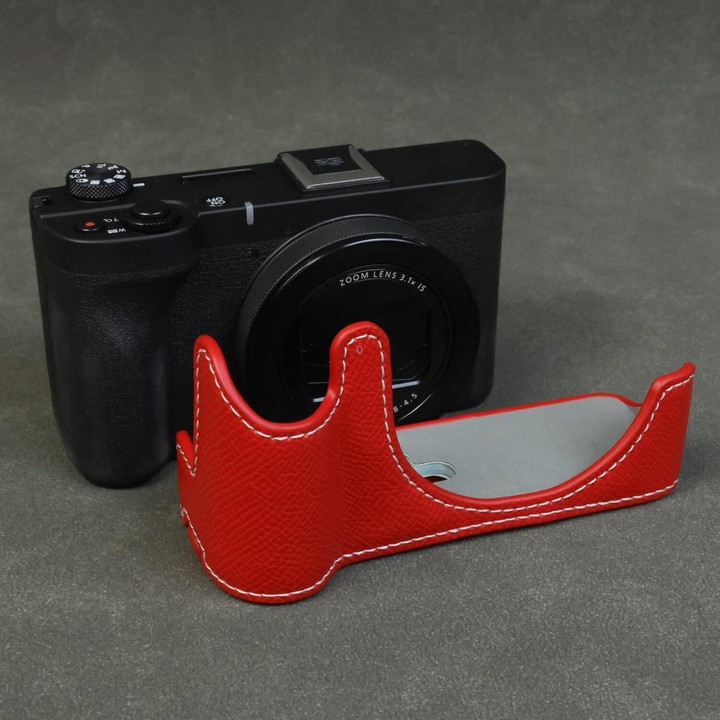 For Canon PowerShot V1 Palm Texture Vegan Leather Camera Half Case Base(Red)