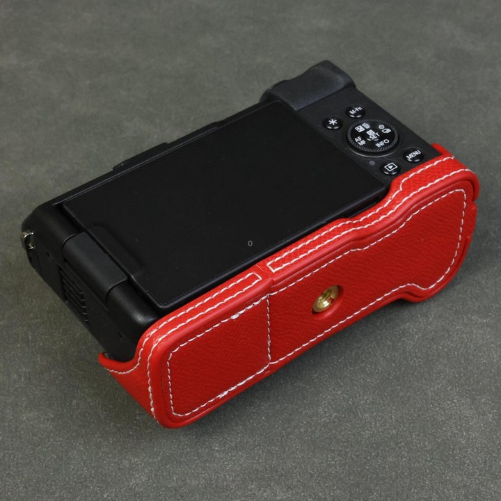 For Canon PowerShot V1 Palm Texture Vegan Leather Camera Half Case Base(Red)