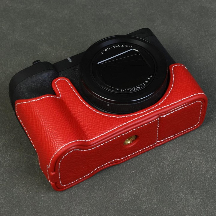 For Canon PowerShot V1 Palm Texture Vegan Leather Camera Half Case Base(Red)