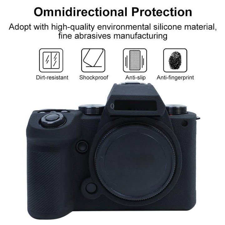 For Panasonic LUMIX DC-S5 II / DC-S5M2GK Litchi Texture Soft Silicone Protective Case(Black)