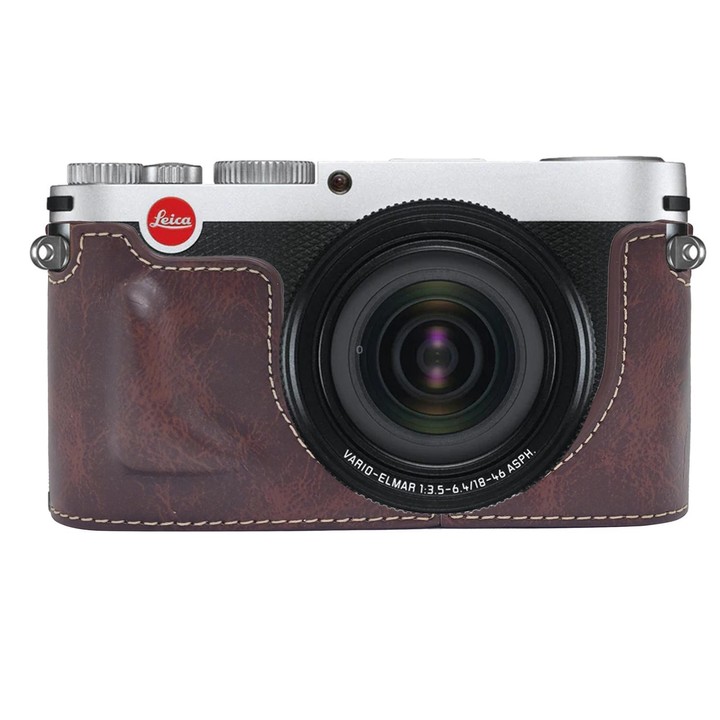 For Leica X Vario / TYP107 Vegan Leather Camera Half-Case Base(Coffee)