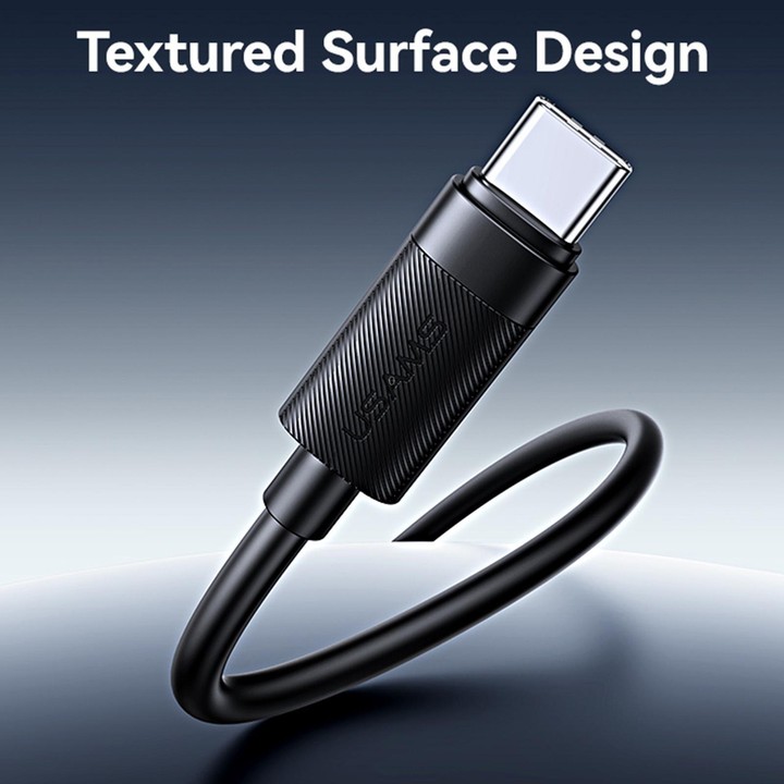 USAMS SJ777 U94 USB to Type-C 3A Fast Charging Data Cable, Length:1m(Black)
