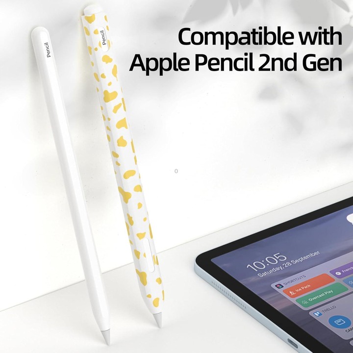 For Apple Pencil Pro / 2 XDcase Cow Print Silicone Protective Stylus Pen Sleeve(Purple)