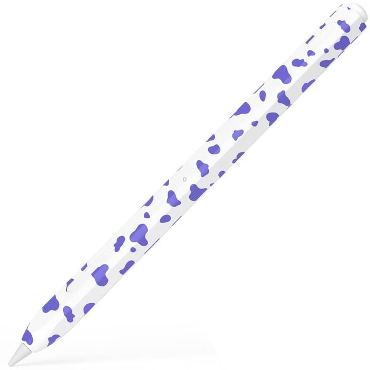 For Apple Pencil Pro / 2 XDcase Cow Print Silicone Protective Stylus Pen Sleeve(Purple)