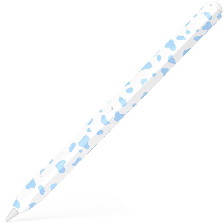 For Apple Pencil Pro / 2 XDcase Cow Print Silicone Protective Stylus Pen Sleeve(Blue)