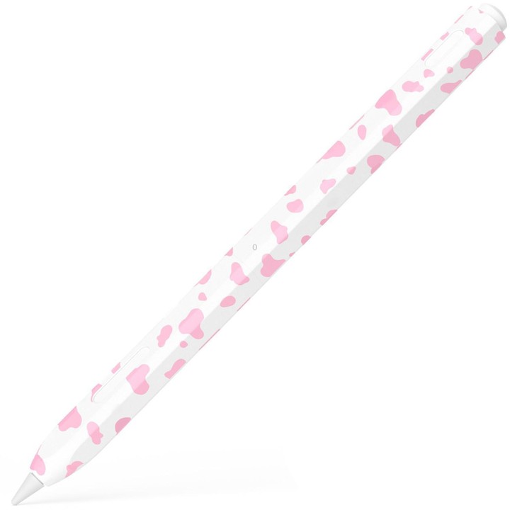 For Apple Pencil Pro / 2 XDcase Cow Print Silicone Protective Stylus Pen Sleeve(Pink)