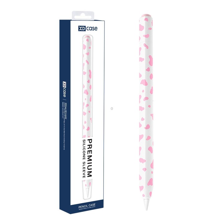 For Apple Pencil USB-C / 3 XDcase Cow Print Silicone Protective Stylus Pen Sleeve(Pink)