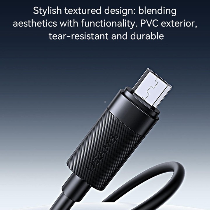 USAMS SJ779 U94 USB to Micro 2A Fast Charging Data Cable, Length:1m(Black)