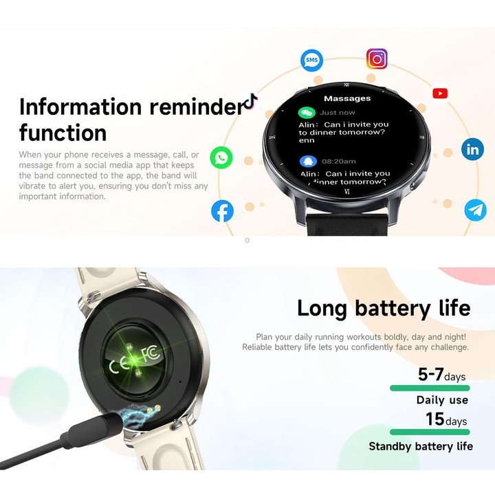 HT39 1.32 inch Ultra-thin Sports Smart Watch Supports Bluetooth Call / Heart Rate / Pressure / Sleep Monitoring(Black)