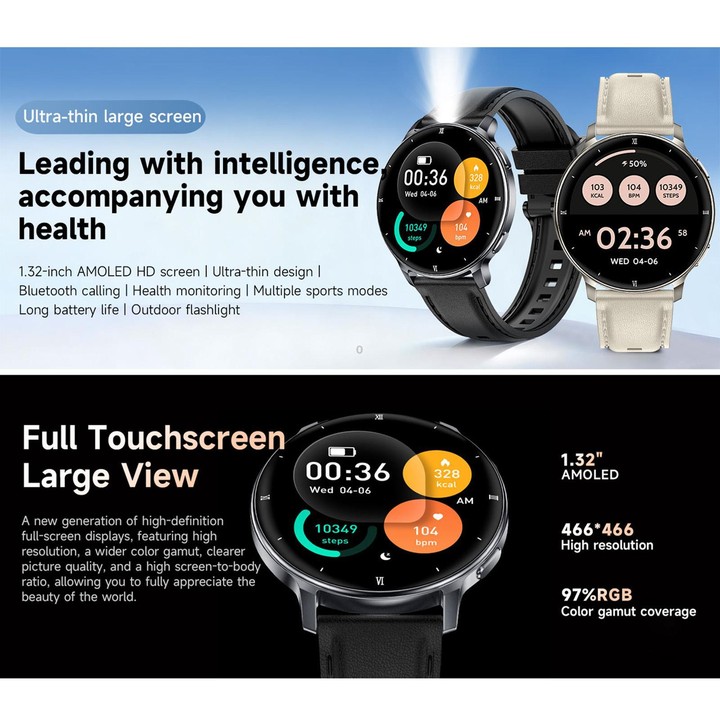 HT39 1.32 inch Ultra-thin Sports Smart Watch Supports Bluetooth Call / Heart Rate / Pressure / Sleep Monitoring(Pale Gold)