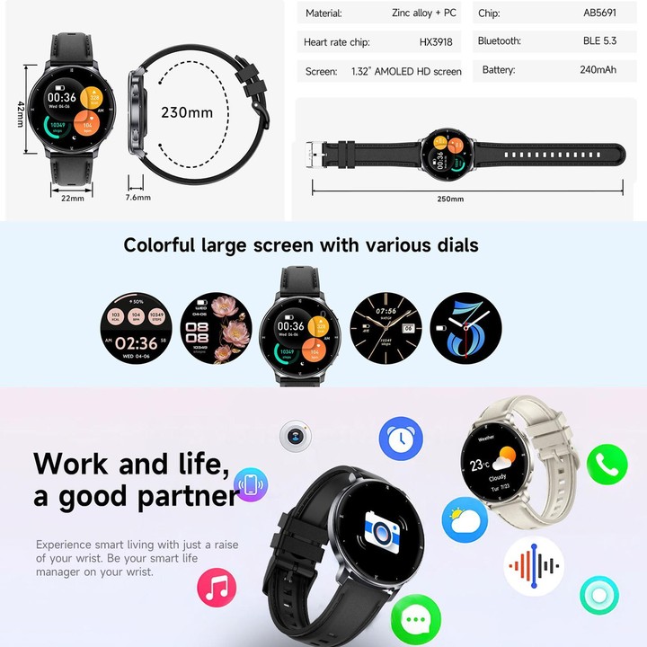 HT39 1.32 inch Ultra-thin Sports Smart Watch Supports Bluetooth Call / Heart Rate / Pressure / Sleep Monitoring(Pale Gold)