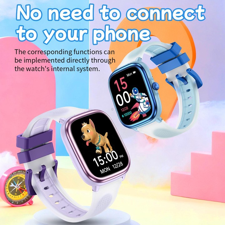 HT40 1.83 inch Children Smart Learning Watch Supports Study Card / Heart Rate / Pressure / Sleep Monitoring(Purple)