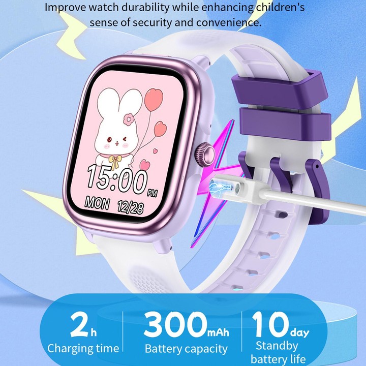HT40 1.83 inch Children Smart Learning Watch Supports Study Card / Heart Rate / Pressure / Sleep Monitoring(Purple)