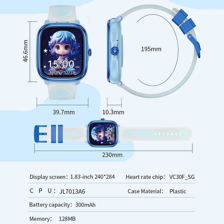 HT40 1.83 inch Children Smart Learning Watch Supports Study Card / Heart Rate / Pressure / Sleep Monitoring(Purple)