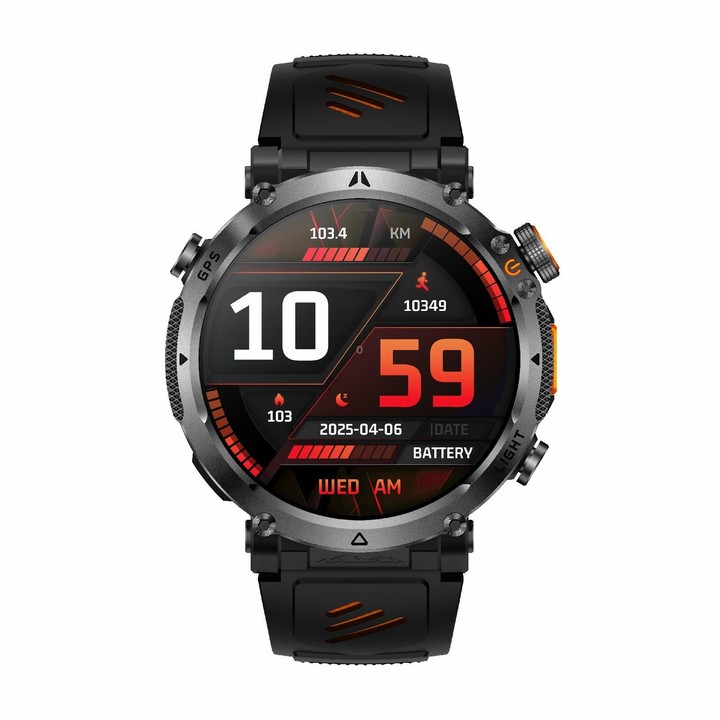 HT42 1.7 inch GPS Sports Smart Watch Supports Bluetooth Call / Heart Rate / Sleep Monitoring(Black Orange)