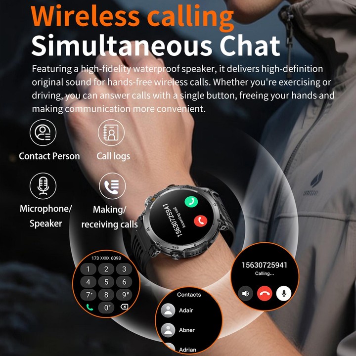 HT42 1.7 inch GPS Sports Smart Watch Supports Bluetooth Call / Heart Rate / Sleep Monitoring(Blue)