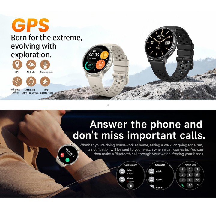 HT43 1.32 inch GPS Ultra-thin Sports Smart Watch Supports Bluetooth Call / Heart Rate / Sleep Monitoring(Champagne Gold)