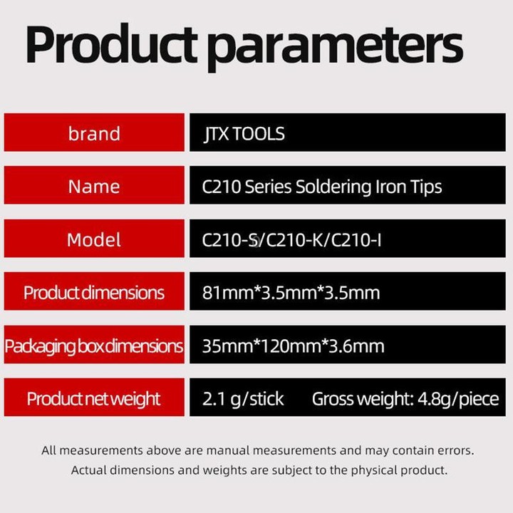 JTX C210 High Power Soldering Iron Tip, Model:C210-S