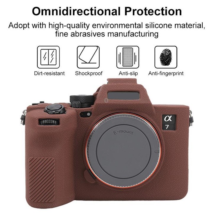 For Sony Alpha 7 V / ILCE-7M5 Litchi Texture Soft Silicone Protective Case(Coffee)