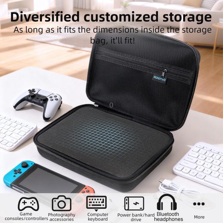 RUIGPRO DIY Multifunctional Digital Storage Bag Handbag, Size:24 x 16.5 x 7.5cm(Black)