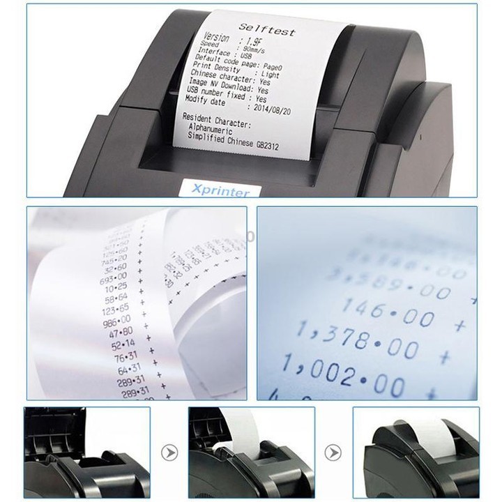 Xprinter XP-58IIIK 58mm Thermal Receipt Printer, Interface:USB(AU Plug)