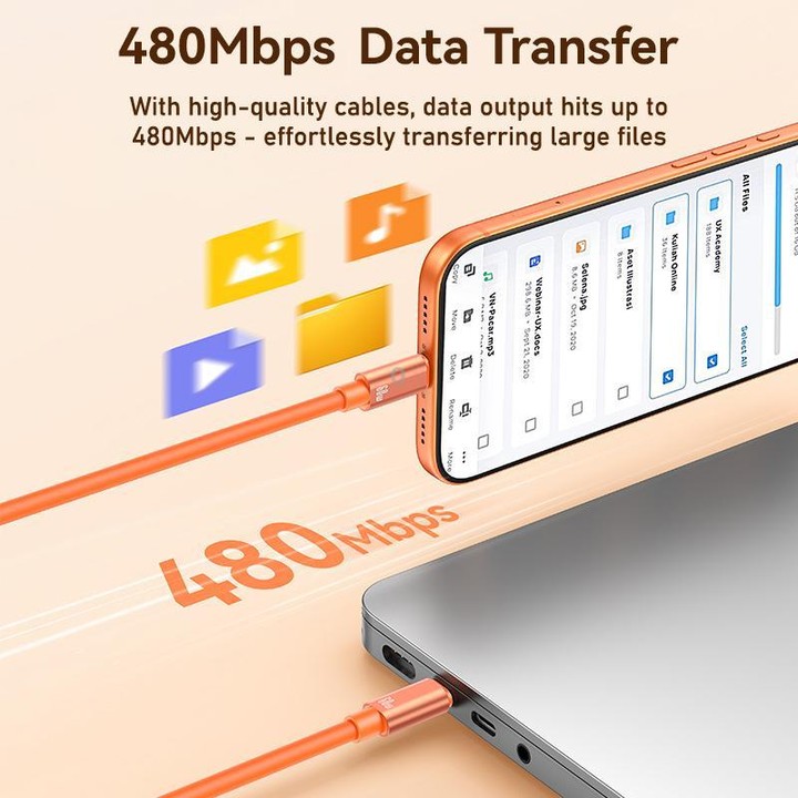 USAMS SJ784 U97 60W USB-C / Type-C to USB-C / Type-C Lanyard Fast Charging Data Cable, Length:30cm(Orange)