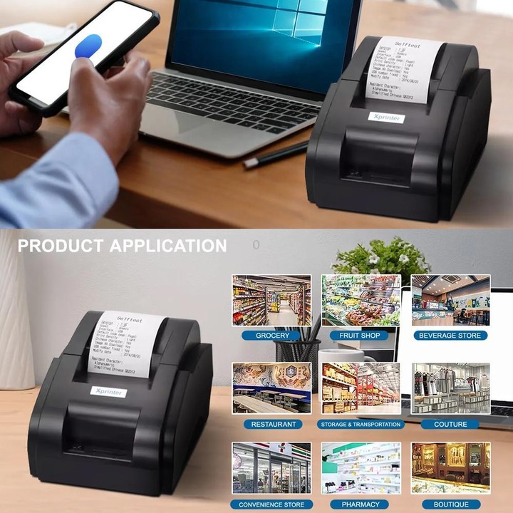 Xprinter XP58IIH 58mm Thermal Receipt Printer, Interface:USB + 12 Rolls of Paper(US Plug)