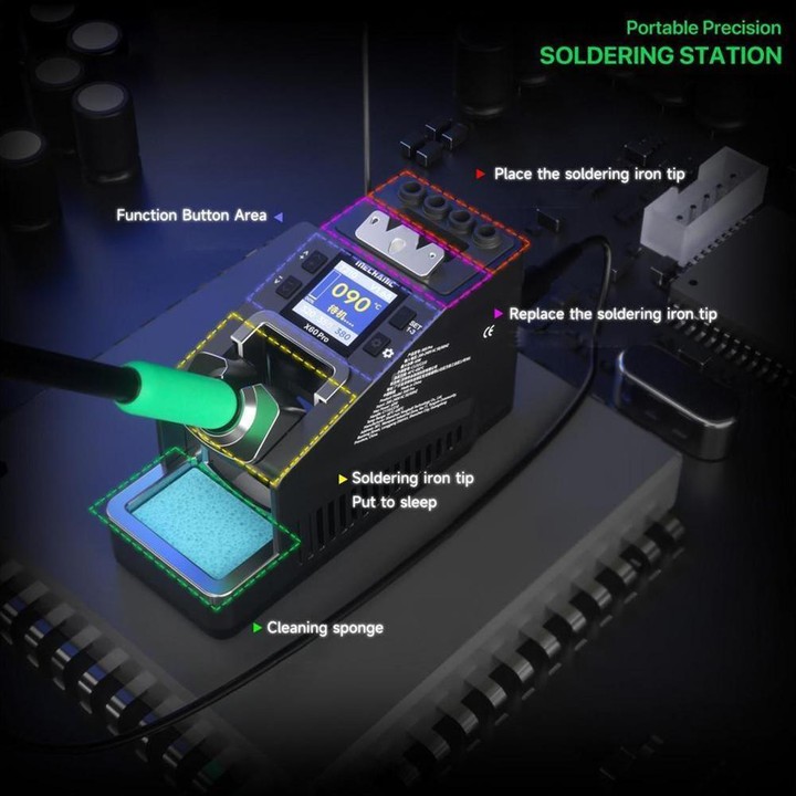 MECHANIC X60 Pro Portable Precision Soldering Station Compatible with 115 / 210 Soldering Handles, Plug:EU Plug