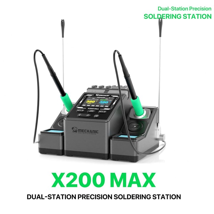 MECHANIC X200 Max Pen-Style Smart Temperature-Adjustable Dual-Station Precision Soldering Station, Plug:EU Plug
