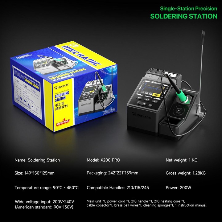 MECHANIC X200 Pro Pen-Style Smart Temperature-Adjustable Soldering Station, Plug:US Plug