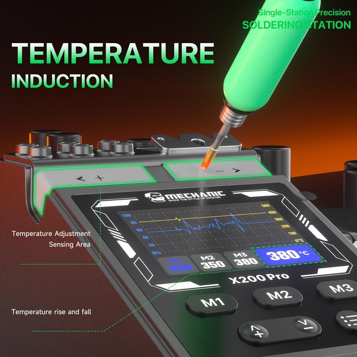 MECHANIC X200 Pro Pen-Style Smart Temperature-Adjustable Soldering Station, Plug:US Plug