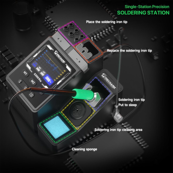 MECHANIC X200 Pro Pen-Style Smart Temperature-Adjustable Soldering Station, Plug:US Plug