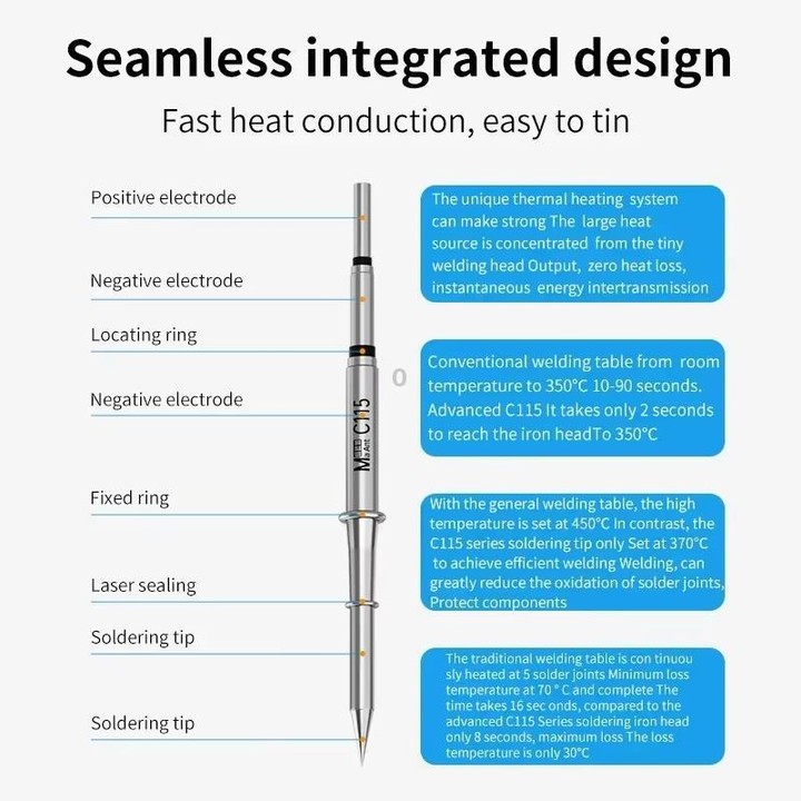 MaAnt C-115 Series Efficient Heat Conduction Lead-free Soldering Iron Tips for T210 / T26 Handles, Model:IS 118