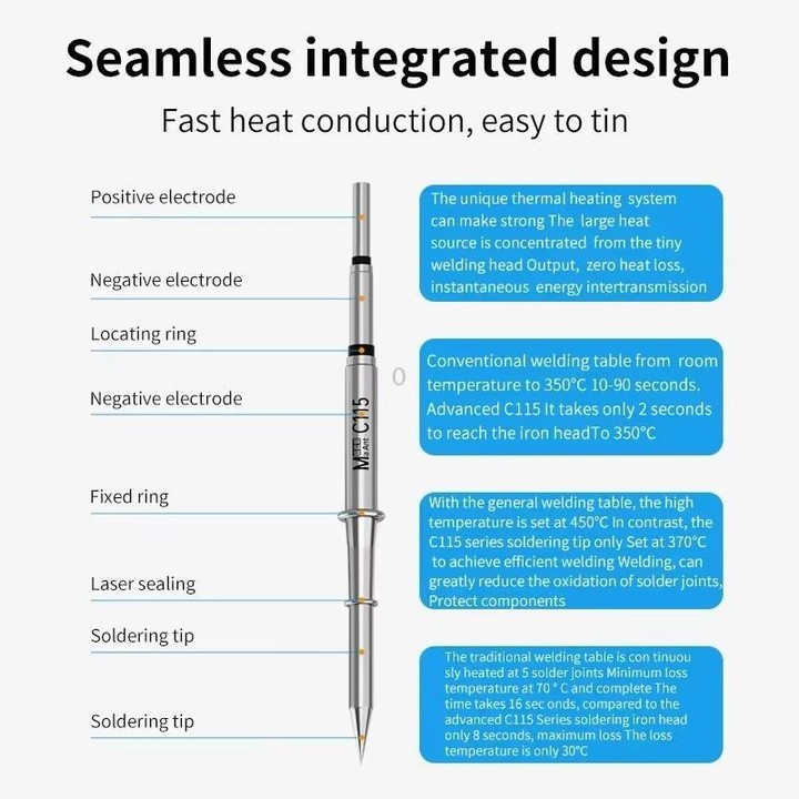 MaAnt C-115 Series Efficient Heat Conduction Lead-free Soldering Iron Tips for T210 / T26 Handles, Model:I 101