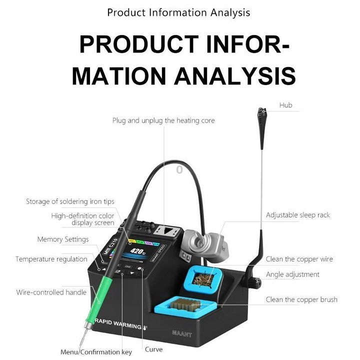 MaAnt 200W Precision Digital Display Welding Station, Model:C245(US Plug)