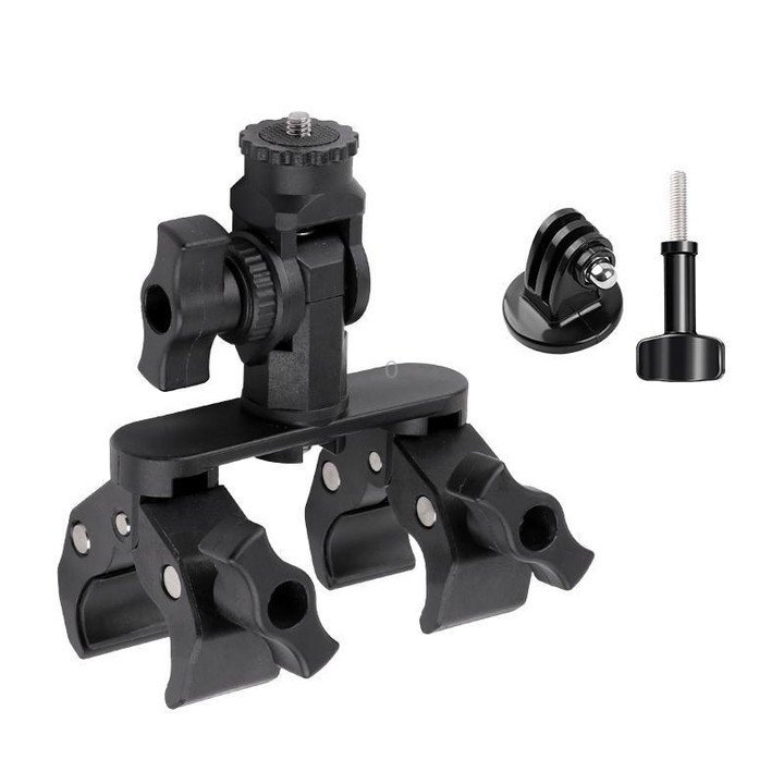 Universal Action Camera Bicycle Handlebar Double-Crab Clamp With Adapter & Screw(Black)