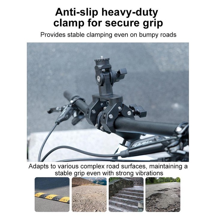 Universal Action Camera Bicycle Handlebar Double-Crab Clamp With Adapter & Screw(Black)