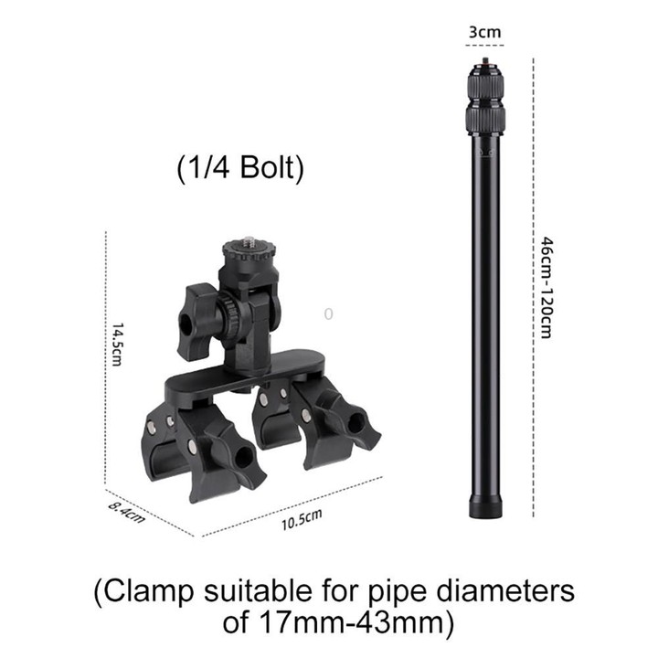 Universal Action Camera Bicycle Handlebar Double-Crab Clamp With Adapter & Screw(Black)