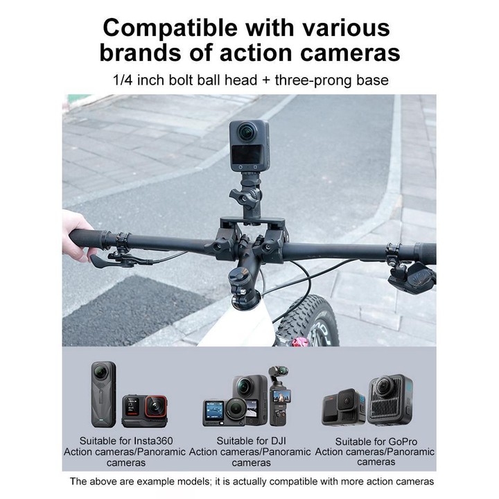 Universal Action Camera Bicycle Handlebar Double-Crab Clamp Single Clamp(Black)