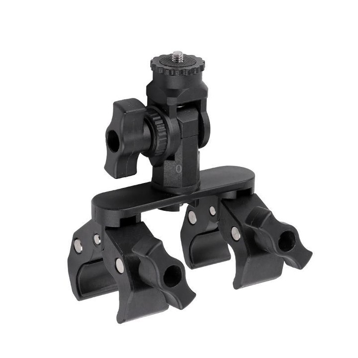 Universal Action Camera Bicycle Handlebar Double-Crab Clamp Single Clamp(Black)