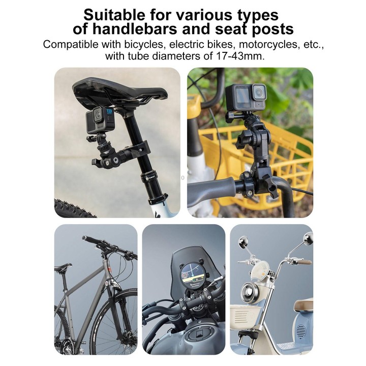 Universal Action Camera Bicycle Handlebar Single-Crab Clamp With Adapter & Screw(Black)