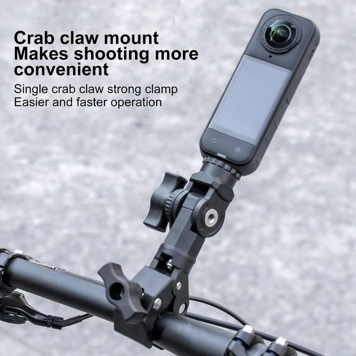 Universal Action Camera Bicycle Handlebar Single-Crab Clamp With Adapter & Screw(Black)
