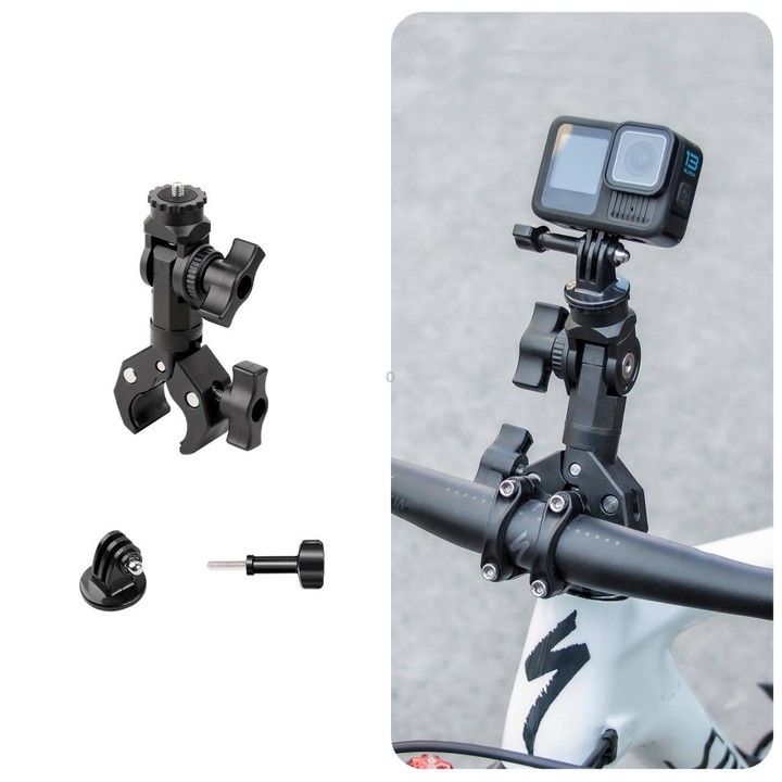 Universal Action Camera Bicycle Handlebar Single-Crab Clamp With Adapter & Screw(Black)