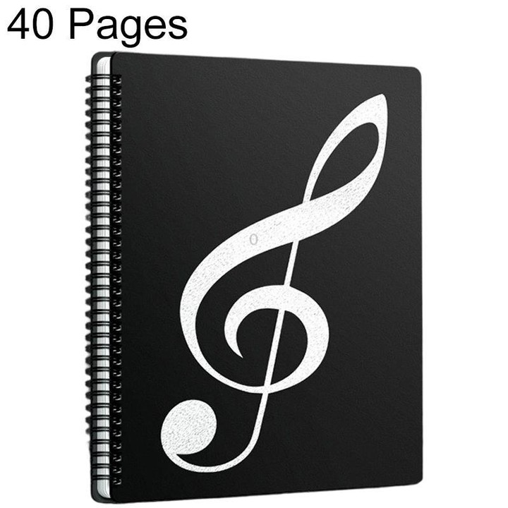 Expandable Non-reflective Piano Music Sheet Binder Folder, Black 40 Pages with Index Tabs & Pen