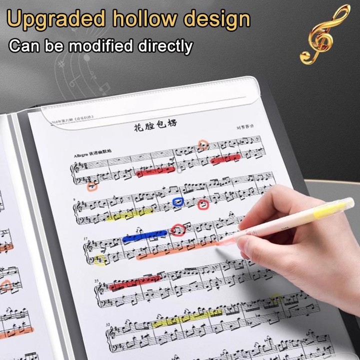 Expandable Non-reflective Piano Music Sheet Binder Folder, Blue 20 Pages with Index Tabs & Pen
