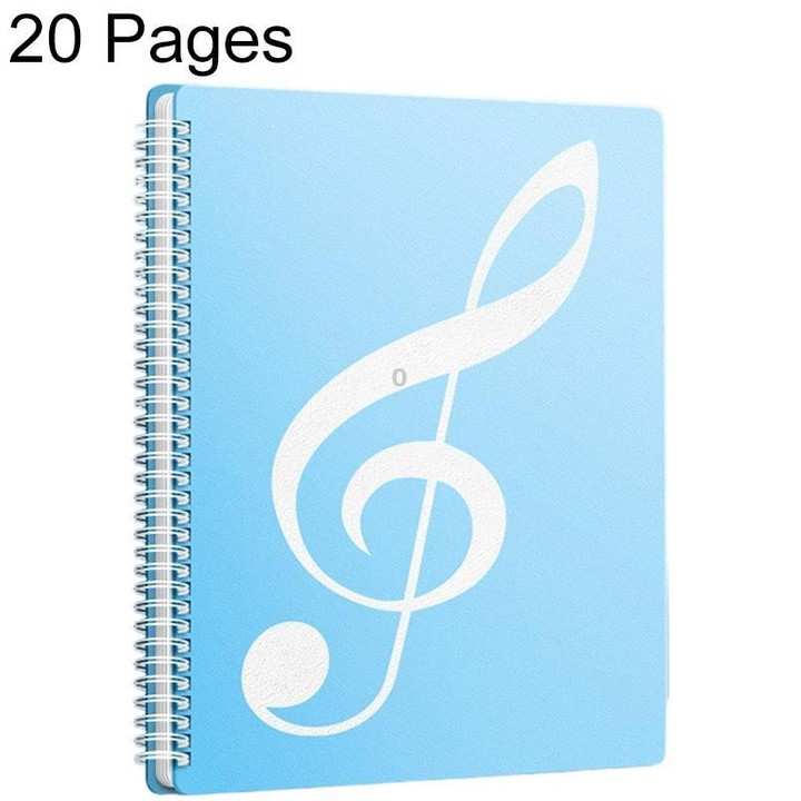 Expandable Non-reflective Piano Music Sheet Binder Folder, Blue 20 Pages with Index Tabs & Pen